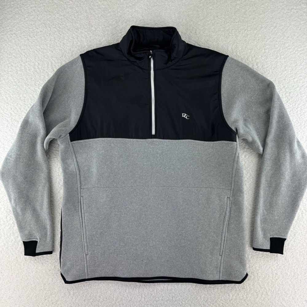 FJ Footjoy Golf 1/4 Zip Pullover Sweater Mens XL Black Gray Dunwoody Country